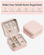 VLANDO Travel Jewelry Case - Teacher Appreciation Gifts for Women - Small Jewelry Travel Organizer Box Travel Essentials Gift for Teen Girl Women - Pink - color: A.Pink