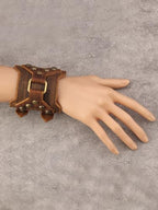 GelConnie Leather Cuff Bracelet Punk Braided Bracelets Rock Leather Wristbands Faux Mens Leather Bracelet Gothic Viking Bangle Adjustable Wrap Bracelet for Women,Men - color: Large Leather Bracelet