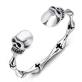 Stainless Steel Cuff Bracelet,Retro Gothic Punk Biker Cool Open Adjustable Cuff Bangle Bracelets Jewelry for Men Silver - style: Skull Bone
