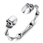 Stainless Steel Cuff Bracelet,Retro Gothic Punk Biker Cool Open Adjustable Cuff Bangle Bracelets Jewelry for Men Silver - style: Skull Bone