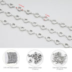 KYUNHOO 4.3 Yard Silver Craft Chains for Jewelry Making Hollow Circle Chain Links with Jewelry Connectors for Handcraft DIY Finding Supplies - color: Circle Steel