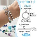 5 Sets Toggle Clasps for Jewelry Making, 12mm Stainless Steel OT Toggle Jewelry Clasps, T-Bar Round Ring Closure Connectors for DIY Bracelet Necklace Anklet- Silver - color: Silver-B Style