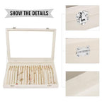 Siveit Necklace Organizer Box Premium 20 Hooks Velvet Necklace Display Jewelry Tray with Transparent Lid Jewelry Necklace Display Box for Necklace Pendants Suitable for Women and Girls (Beige) - color: Beige