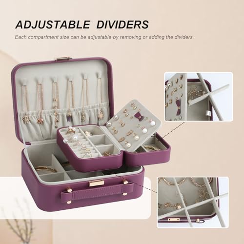 Jewelry Box for Women, Travel Jewelry Organizer Ladies Watch and Jewelry Case Travel Jewelry Case for Necklaces. (Burgundy Red) - color: Burgundy Red