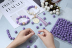 MAIBAOTA 120 Pcs Purple Silicone Beads 15 mm Purple Beads for Keychain/Pens/Bracelet/Necklace Making Focal Beads Loose Rubber Round Silicone Beads Bulk for Craft Making（with Boxed Kits） - color: Purple