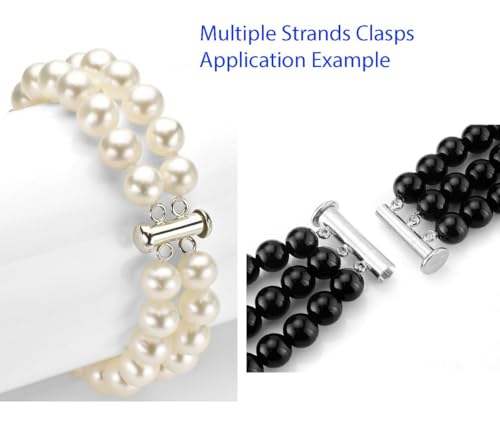 2pcs Adabele Authentic 925 Sterling Silver 4 Strands Multi-Strand Slide Lock Tube Clasp Set 25mm Hypoallergenic Nickel Free for DIY Layering Jewelry Making SS188 - color: Sterling Silver, size: 4-Strand Clasp - 2pcs