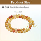 HARFINGTON 50pcs Natural Stone Beads 6mm Red Aventurine Round Gemstone Stone Loose Beading Real Genuine Smooth Balls Bead for Jewelry Making Bracelets Necklace Earrings DIY - color: Red Aventurine, size: 6mm