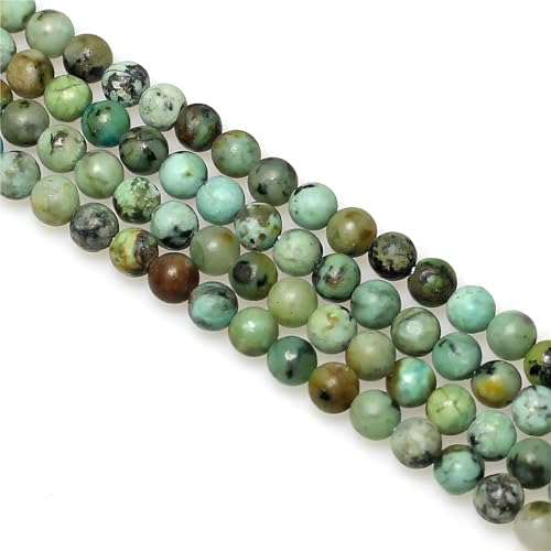 MJDCB 225pcs Natural Small Stone Beads 3mm African Turquoise Round Smooth Loose Gemstone Bead for Jewelry Making Bracelets Earrings Necklaces Accessories - color: African Turquoise