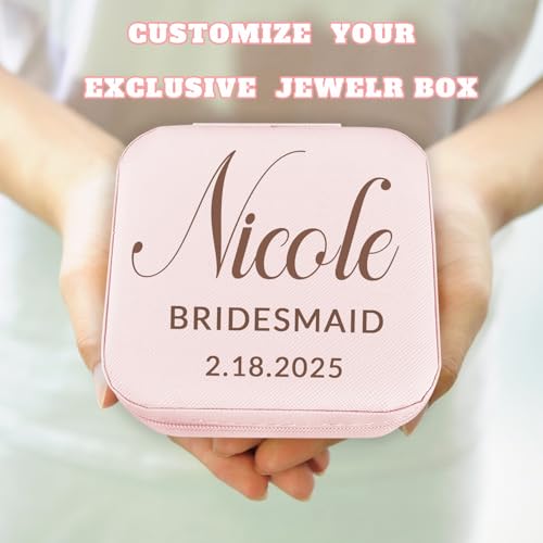 Personalized Travel Jewelry Box,Custom Leather Jewelry Case with Bridesmaid Name,Organizer Ring Case for Wedding Maid of Honor Gifts - color: Style 04