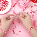 Augshy 700Pcs Heart Beads,Valentines Day Red Pink Heart Pony Beads for Jewelry Making Party Decoration Necklace Bracelets Earrings Hair Beads DIY Crafts Supplies - style: Heart Shaped Style