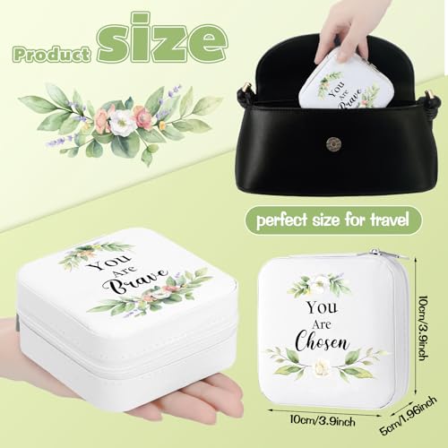 Kacctyen 12 Pieces Mini Travel Jewelry Case Bulk You Are Amazing Loved Mother's Day Church Gifts Green Leaf Gifts for Secretary Mothers Party Girls Leather Travel Jewelry Case - color: Green Leaf