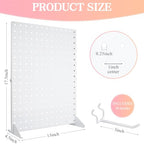 2 Pcs Metal Pegboard Display Stand with 30 Peg board Hooks, Tabletop Pegboard Shelf for Craft Shows & Fairs, Retail Stores, Vendors Arts and Crafts Finishing - 17x13Inch & White - color: White&2