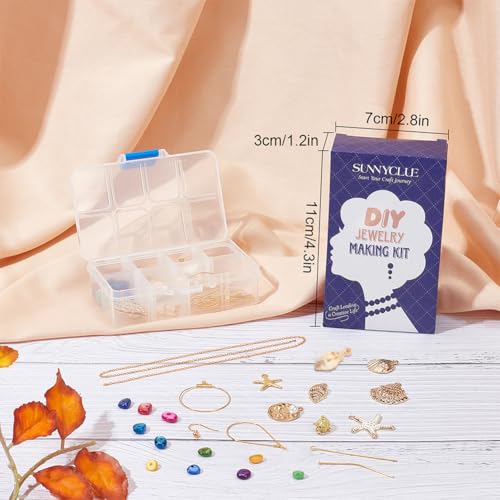 SUNNYCLUE 1 Box DIY Make 10 Pairs Shell Starfish Earring Dangles Making Kit Scallop Alloy Pendants Flat Round Teardrop Steel Charms Jewelry Findings for Beginners Earring Jewellery Making Crafts - color: Beach Themed Earring 1