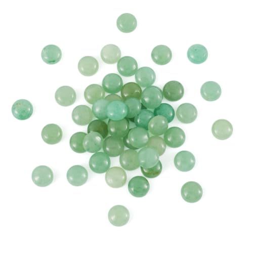 Fashewelry 50Pcs Natural Green Aventurine Cabochon Stone Half Round Beads 10mm Tiny Flat Back Gemstone Chakra Healing Crystal Cover Cabs for Jewelry Making - color: 8-Green Aventurine, size: 10x4~5mm