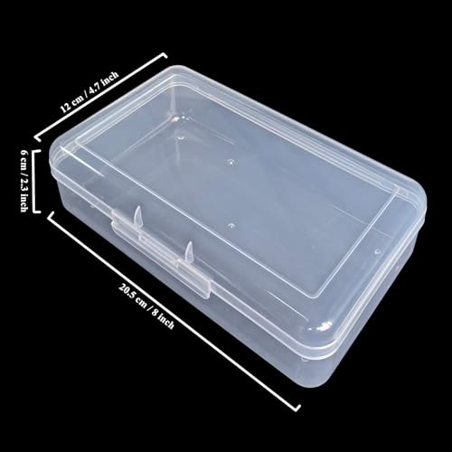 4 Pack Rectangular Clear Plastic Storage Containers Box with Hinged Lid for Beads and Other Small Craft Items (8 x 4.7 x 2.3 inch) - size: 8 x 4.7 x 2.3 inch