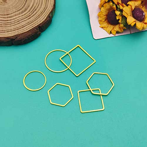 60pcs Beading Hoop Earring Findings Hypoallergenic Hexagon Square Round Earring Hoop Open Bezel Pendant Frame for DIY Crafts Accessories Supplies(Gold,3Shapes) - color: 60PCS;Square,Hexagon,Round;Gold