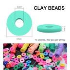 MIIIM 3600 PCS 10 Strands Polymer Clay Beads for Jewelry Making, Vinyl Heishi Beads 6mm for Surfer Bracelets Necklace Making (Mint Green) - color: XG02-Mint Green