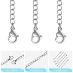 UUBAAR 12 PCS Necklace Extenders - Stainless Steel Necklace Extension Chain for Jewelry, Bracelets & Anklets (1"-6" Lengths, Silver) - color: Silver