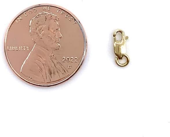 Single 14K Solid Yellow Gold Lobster Catch Lock Replacement for Necklaces, Bracelets or Jewelry Making | Lobster Claw Clasp with Open Jump Ring | #1 X-Small 7x2.7mm Made in Italy (1 Piece)