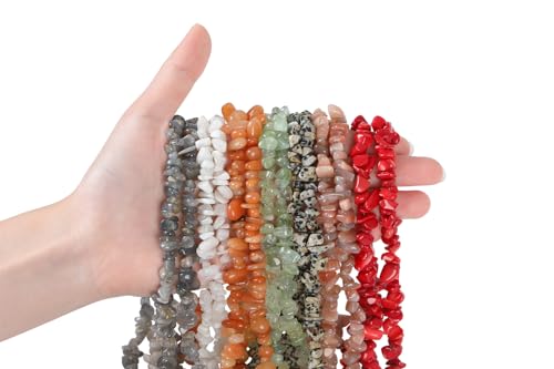 XIANNVXI Sunstone Beads, Natural Chip Stone Beads 400Pcs Crystal Bead 5-8mm Irregular Healing Crystal Loose Rocks for DIY Jewelry Making - color: Sunstone