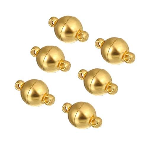 10PCS 8MM Jewelry Magnetic Clasps Round Magnetic Clasps for Bracelet Necklace Making Magnet Converter, DIY Jewelry Accessories (Gold)