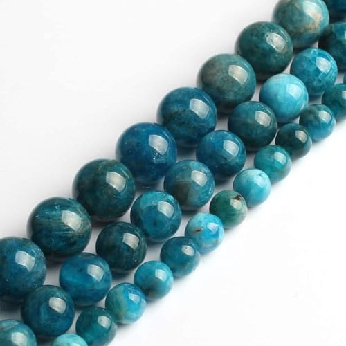 Yochus 60pcs Blue Apatite Stone Beads，6mm Healing Power Natural Stone Round Loose Beads for Jewelry Making Earring Necklace DIY Crafts - color: Blue Apatite Stone, size: 6mm 60beads