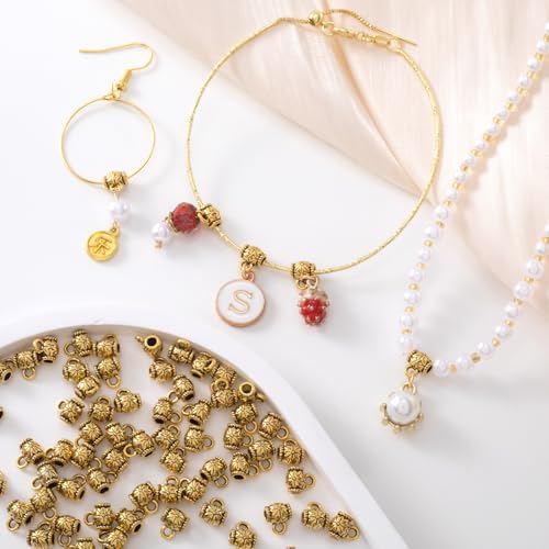 Joez Wonderful Links Bail Beads, Hypoallergenic Alloy Column Spacer Beads - color: Style D, 100 Gold