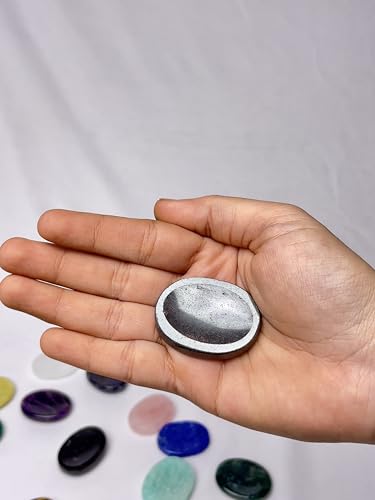 Hematite Worry Stone – Natural Polished Thumb Palm Stone for Grounding, Protection & Mental Strength – Pocket Fidget Crystal for Calm & Focus - color: Hematite