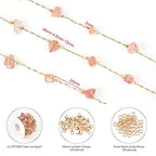 KYUNHOO 16.4ft Handmade Natural Raw Healing Crystal Natural Gemstone Brass Chain for Jewelry Making DIY Crafts Gold Chain Roll with Jump Rings and Lobster Clasps - color: Natural Stone-Strawberry