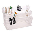 ChezMax Triple Tier Jewery Display Removable Bracelet Holder Jewelry Stand Necklace Stand Jewelry Towers and Watch Holder for Home Organization - color: D- Clear