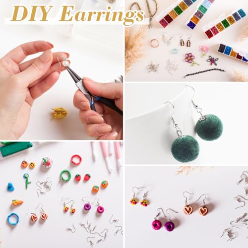 Angoily Earring Hooks 100Pcs Silver Ear Hook Beads with Ball and Coil Titanium Hypoallergenic Earring Findings for DIY Jewelry Making and Women S Dangle Wear Accessories 0.78X0.70 Inch