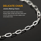 KYUNHOO 32.8 Feet 304 Stainless Steel Chain Bulk Silver Paperclip Chains for Jewelry Making Soldered Flat Oval Chains Link on Spool Paper Clip Chain Roll with Lobster Clasps and Jump Rings - color: Paperclip Silver