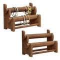 Ikee Design 2 Wooden 2-Tier Bar Bracelet/Bangle Jewelry Holder Stand Display Organizer, Wood Bracelet Bangle Holder, Brown Color, 11 3/4 W x 5 3/8 D x 8 H in - color: Brown, 2 Pieces