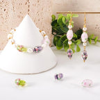 Elecrelive 10Pcs Oval Flower Glass Beads 16mm Silver Foil Lampwork Beads Purple Floral Crystals for DIY Bracelet Necklace Earring Jewelry Making - color: Medium Purple
