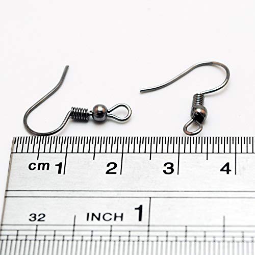 Chenkou Craft 120pcs Fish Earring Hooks Ear Wires with 120pcs Earring Backs 18MM Hypo Allergenic Surgical Steel with Ball and Coil Mixed Color (Mix, 18mm)