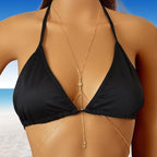14K Gold Plated Body Chains for Women, Sexy Layered Belly Waist Chain Crossover Bikini Bra Chain, Summer Beach Rhinestone Body Jewelry - style: Gold Starlight