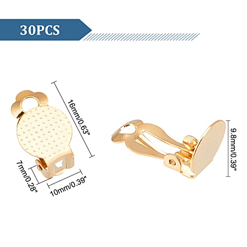 UNICRAFTALE 30pcs Golden Clip-on Earring Findings with Flat Round Tray 304 Stainless Steel Clip-on Earring Components Non-Pierced Earrings for DIY Jewelry Making - color: Golden