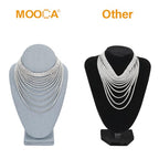MOOCA 2 Pcs Linen Covered Wood Necklace Display Busts - Elegant Jewelry Chain Mannequins for Necklaces - 6 3/8 W x 4 1/4 D x 10 H in, Dim Grey - color: 5) Dim Grey Linen, 2 pieces