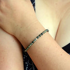 Ganbatte Handmade Beaded Bracelet, Natural Stone and Silver Stainless Steel, Boho Style Women's Jewelry - color: Moss Agate