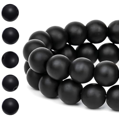 HAAMIIQII 6mm Natural Matte Black Onyx Beads Round Gemstone Loose Beads for Jewelry Making 2 Strands (120-130pcs) - color: Matte Black Onyx, size: 6mm (120-130pcs)