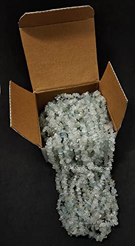 Crushed Aquamarine Pre Drilled Crystal Chips Beads for Bracelets Making, DIY Handmade Natural Healing Crystals (25 Inch Strand) - color: Aquamarine