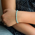 Ganbatte Handmade Beaded Bracelet, Natural Stone and Silver Stainless Steel, Boho Style Women's Jewelry - color: Turquoise
