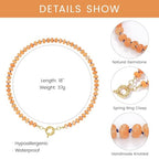 KissYan Beaded Gemstone Necklace for Women, Natural Stone Beach bead Necklace, 18" Boho Summer Handmade Jewelry Gifts - color: Sunstone