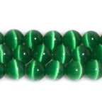 HAAMIIQII 8mm Grass Green Cat Eye Glass Round Crystal Stone Loose Gemstone Beads for Jewelry Making Bracelets Necklaces Earrings Crafts (45-50pcs) - color: Grass Green, size: 8mm (45pcs)