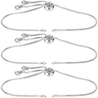 Joez Wonderful 3pcs Adjustable Slider Bracelet for Jewelry Making, Silver Plated Charm Bracelet Extender Chains with Rhinestones Ends for Women DIY Bracelet Jewelry Craft Supplies - color: Silver