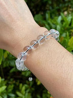 GAF TREASURES Grade A ++ Gemstone Round Bead Adjustable Bracelet 10mm, Genuine Crystal Bead Bracelet, Gift for Men & Women - color: Clear Quartz