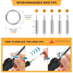 Soldering Iron Kit Electronics, 60W Adjustable Temperature Welding Tool, 5pcs Soldering Tips, Desoldering Pump, Soldering Iron Stand, Tweezers - color: Orange