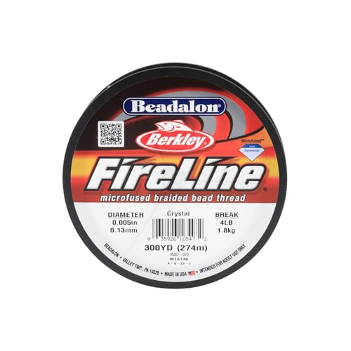 Beadalon FireLine Beading Thread by Berkley, 0.005", Break Strength 4 lb, Crystal, 300 yd - color: Crystal, style: 4 Lb / 300 Yd