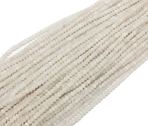 Perlin Agate & Jasper Gemstone Strand Beads 4 mm Rondelle 110 Pieces Jewellery Beads Semi-Precious Stone for Jewellery Necklace Bracelet Earrings (White Agate) - color: White Agate