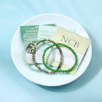 NCB 2.3-Piece 4mm Natural Crystal Gemstone Stretch Bracelets – Handmade Reiki Energy Healing Jewelry for Meditation,Yoga, Unisex - color: 3PCS ( Green Jade+Green Aventurine+Taiwan Jade ), size: 4mm